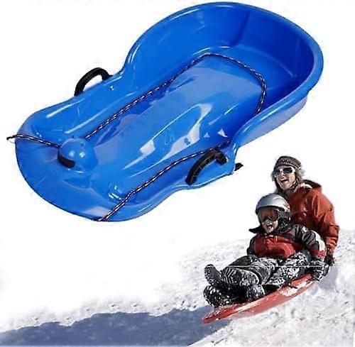 Snow Sleds ,Children's Sledge, Thickened Double Sledge, Sledge with Backrest, Sledge with Brake Pull Rope,Blue