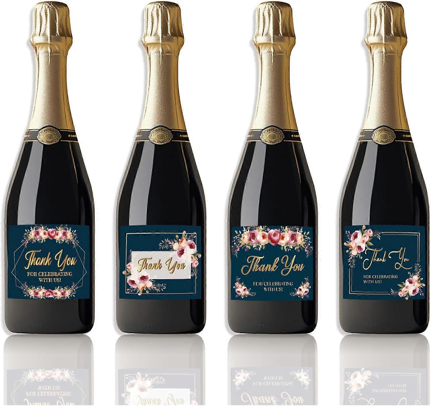 Wine Labels for Bottles 10 Sets of 4 Styles Labels Mini Champagne Wine Bottle Labels Thank You Gift Labels for Bottles Floral Party Wine Bottle Labels