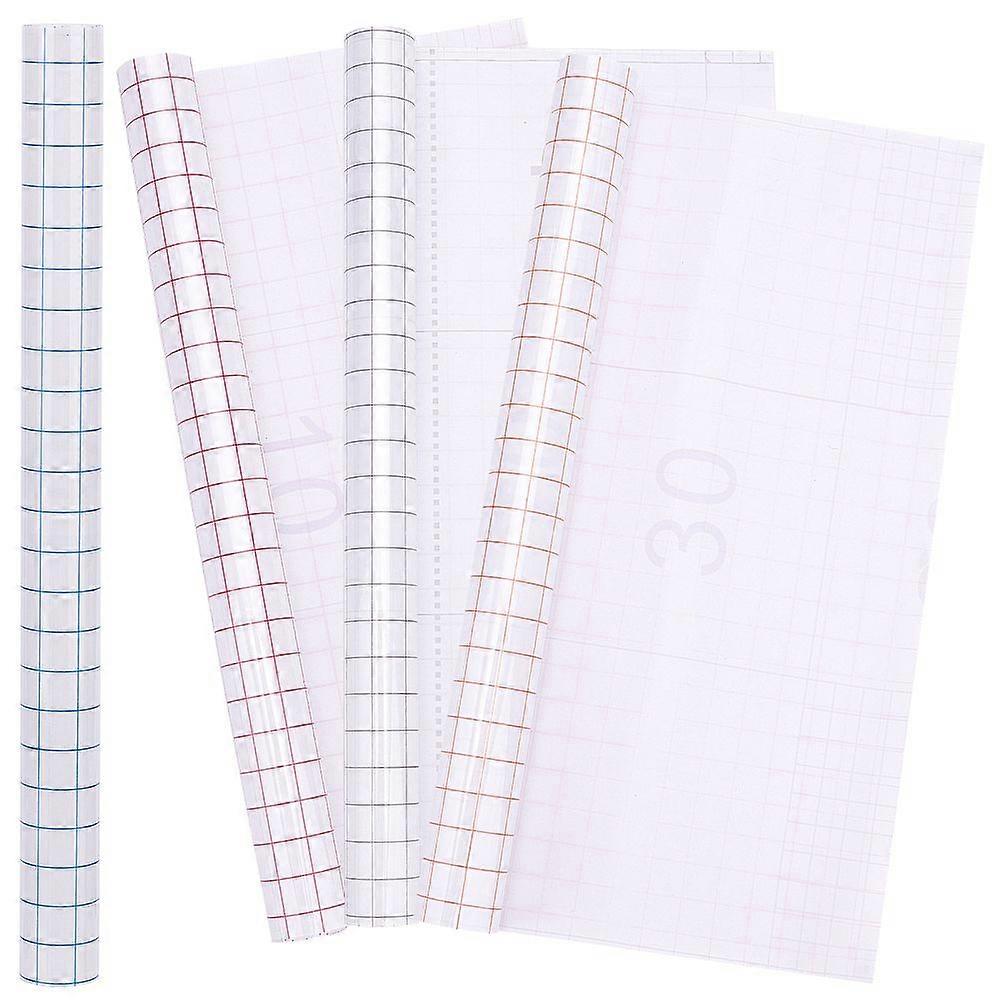 4 Sheets 10mx30cm Vinyl Transfer Paper Tape with Tartan Pattern Clear Self Adhesive Transfer Paper for Decals Signs Walls Windows and Smooth Surfaces