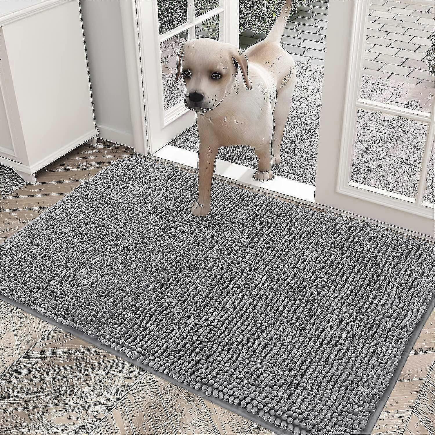 Hondendeurmat voor modderige poten, Absorbeert vocht en vuil, Absorberende antislip wasbare mat, Sneldrogende microvezel, Modder - JA