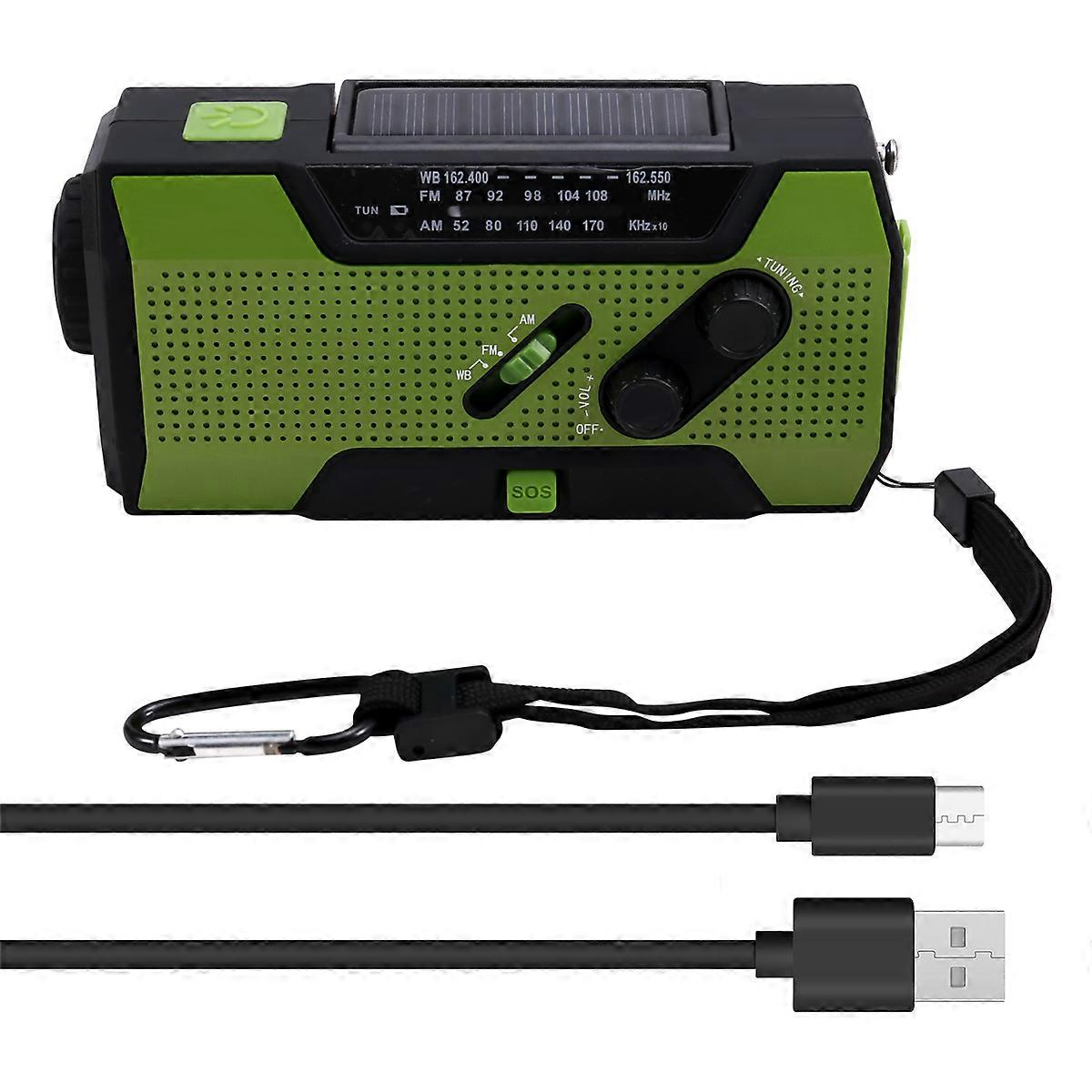 Emergency Weather Radio Hand Crank Portable Solar Charging with AM/FM/ LED Flashlight SOS Alert 500