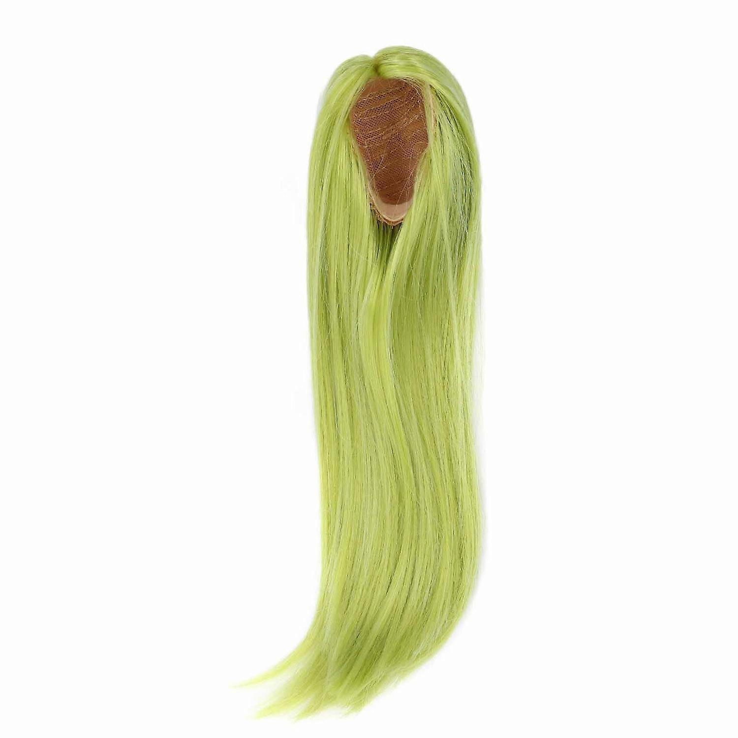 Doll Wig Soft Silk Long Straight Smoothly Natural Easy Styling Doll Hair Avocado Green 1/6 15.5‑17.5