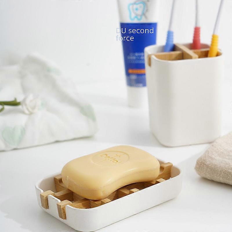 Bamboo fiber soap box drain design can be split and easy to clean