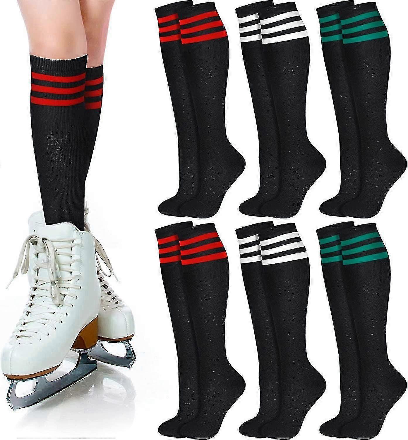 Unittype 6 Çift Tekerlekli Paten Çorapları Diz Çorapları Paten Atletik Spor Çorapları Çizgili