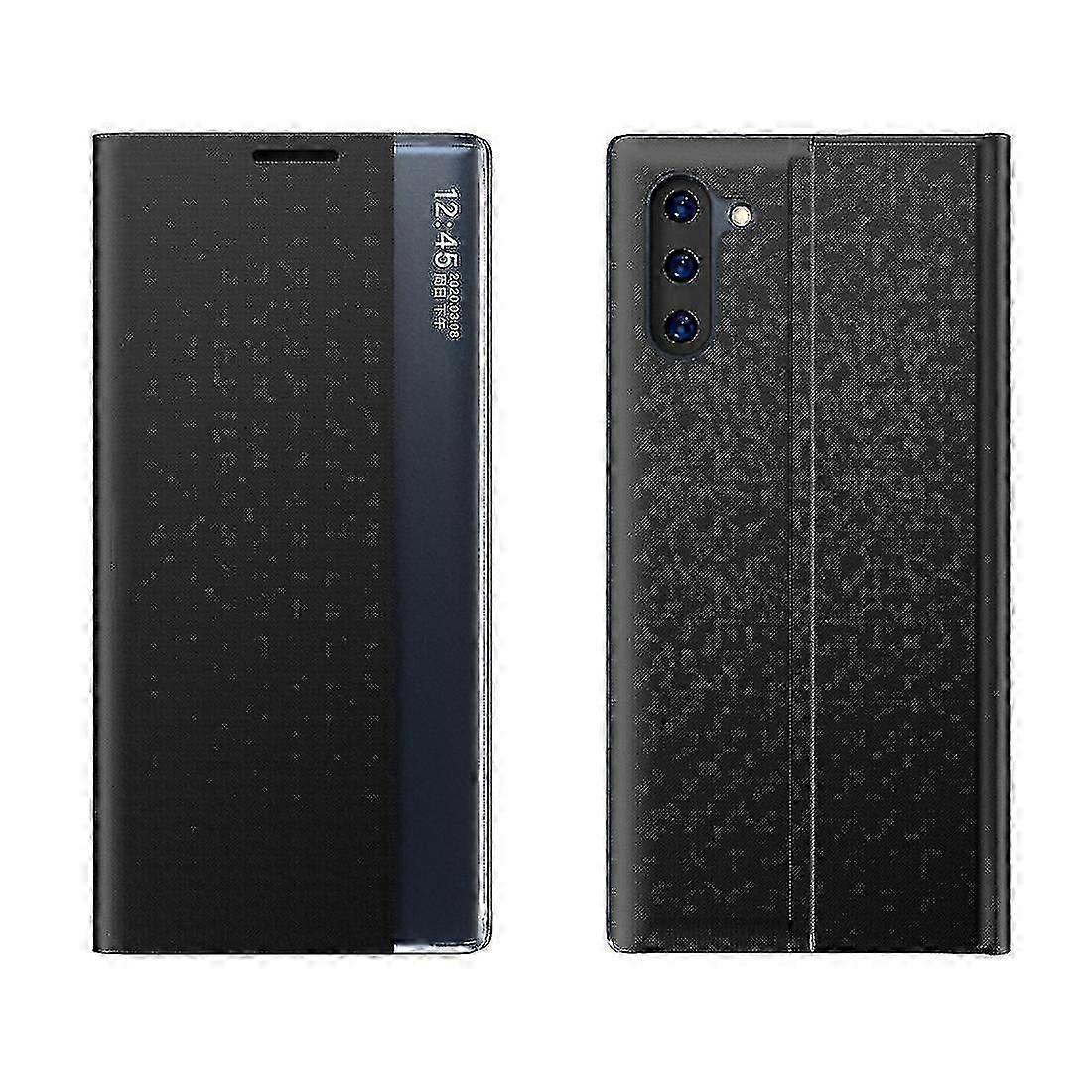 For Galaxy Note 10 Plus Side Display Magnetic Horizontal Flip Plain Texture Cloth + Pc Case With & For Galaxy Note 10 Plus
