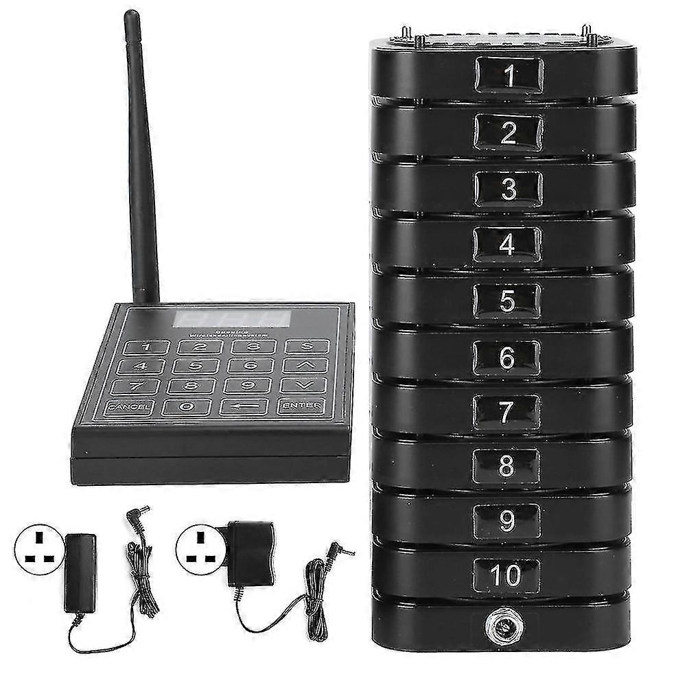 Pager 1 To 10 Meal Puller Queue Wireless Calling System Receiver For Restaurant 110240vuk Plug