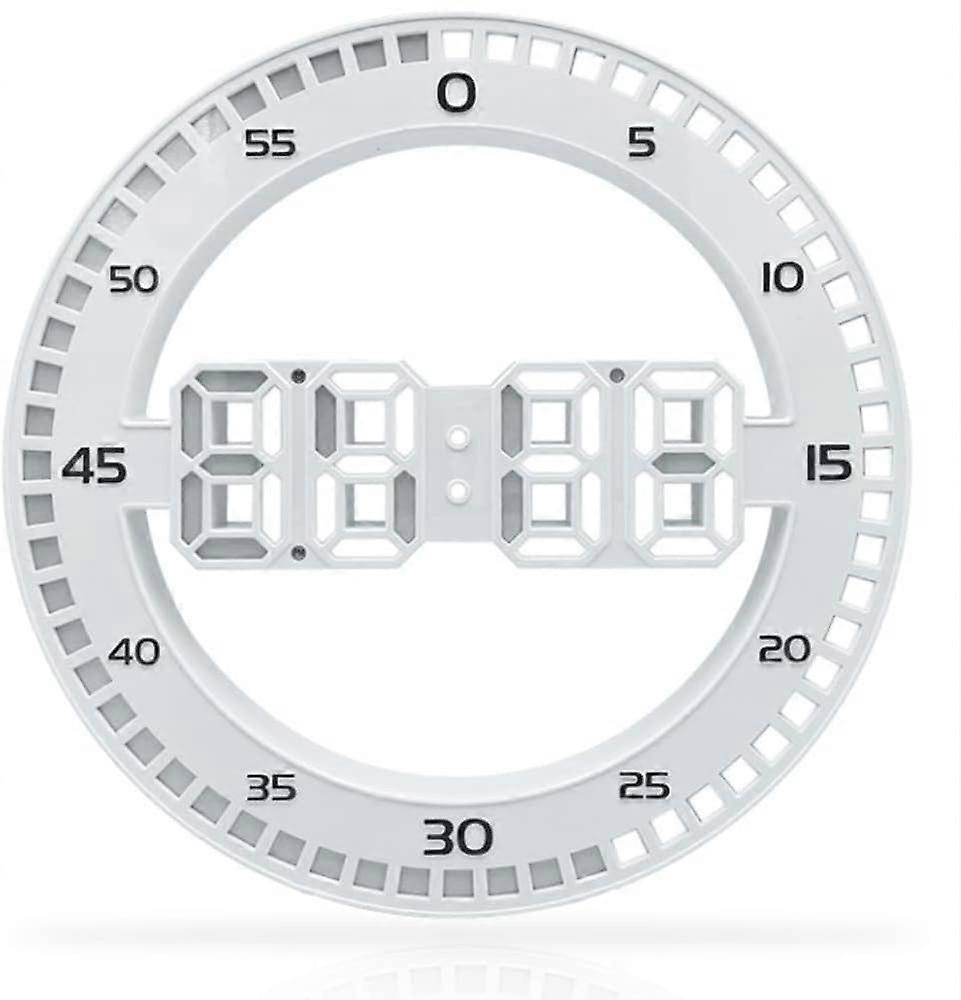 3D LED Wall Clock Large Digital Alarm Clock with Adjustable Brightness, 12/24 Hour Format, Round Design