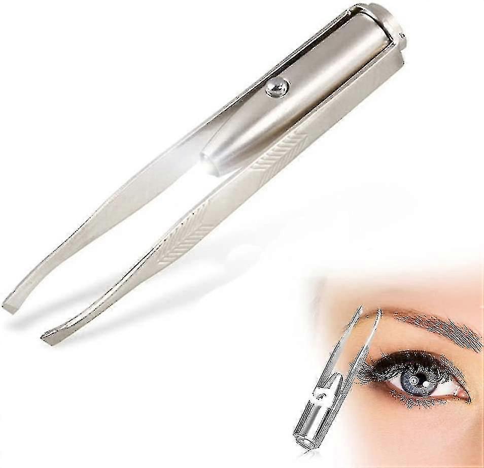 Tweezers With Led Light. Eyebrow And Eyelash Hair Removal Tool. Pluck & Trim Unwanted Hairs. Illuminate Dark Areas With Bright Lighting