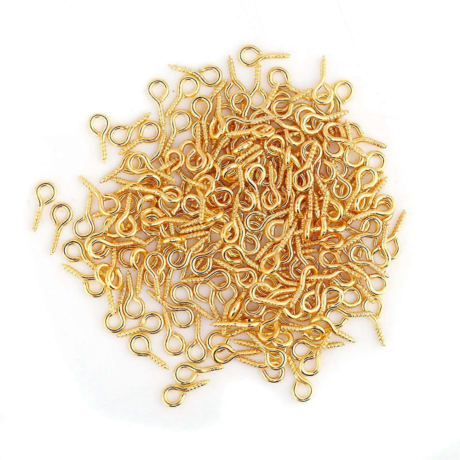 200Pcs / Bag Eye Pins Eyepins Alloy Thread Screw Eye Hooks Jewelry Findings (Gold)