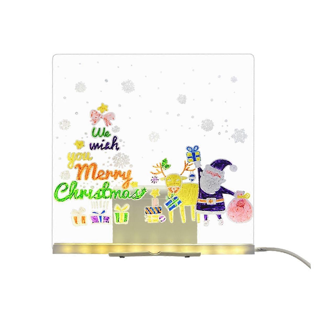 LED Luminous Draw Board Toy with Colorful 12 Pens DIY Erasable Letter Message Board for Kids Birthd