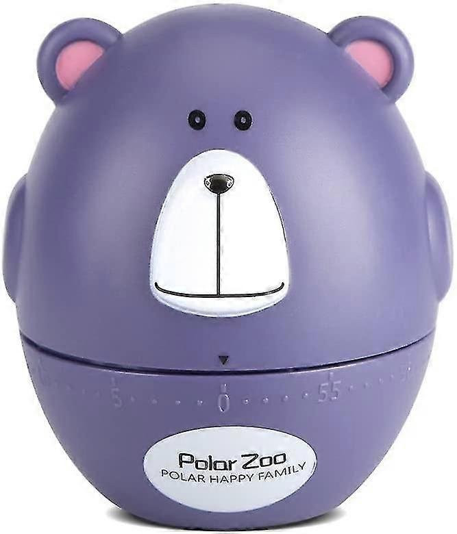 Kitchen Timer Mini Animal Timer Countdown Cooking Supplies 55-minute Mechanical(#purple Bear)