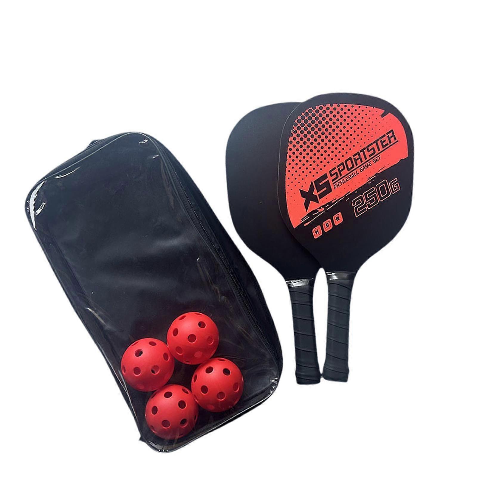 Pickleball Paddle Racket 4 Pickleballs Lightweight for Outdoor Men Beginners Red