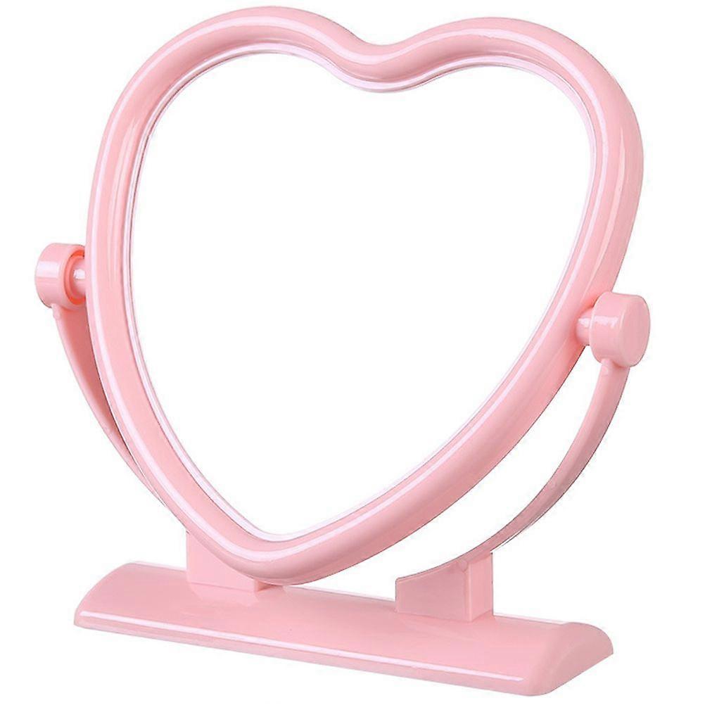 Heart Shaped Tabletop Mirror Table Desk Vanity Makeup Mirror Portable Double-sided Mirror