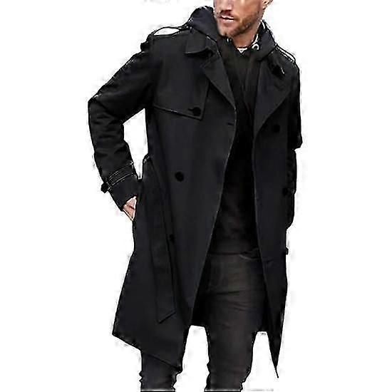 Herren Trenchcoat Slim Fit Zweireihige Langjacke