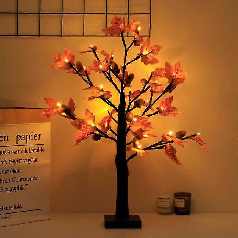 Queda Maple Tree Bateria Operada Luz Artificial Apumpkins Maple Acorn Tree para Outono Thanksgiving Table Harvest Home Decoração Interior