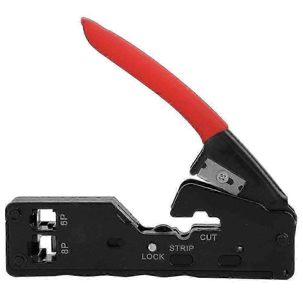 Multifunctional 6P8P Network Wire Crimper Stripper Cutter Crystal Head Crimping ToolRed