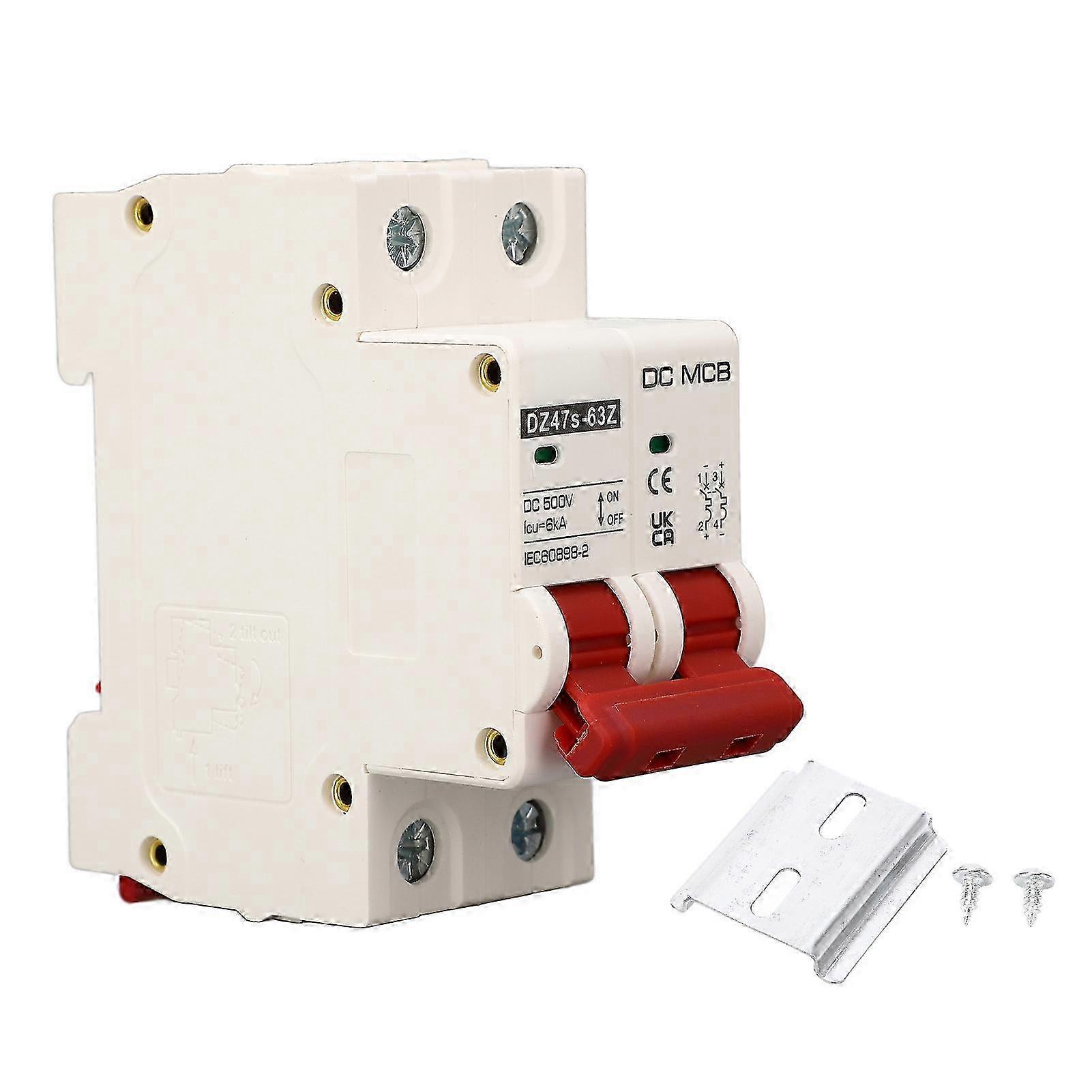 DC Circuit Breaker Short Circuit Protection Arc Extinguishing Miniature Circuit Breaker DC 500V 2P 10A
