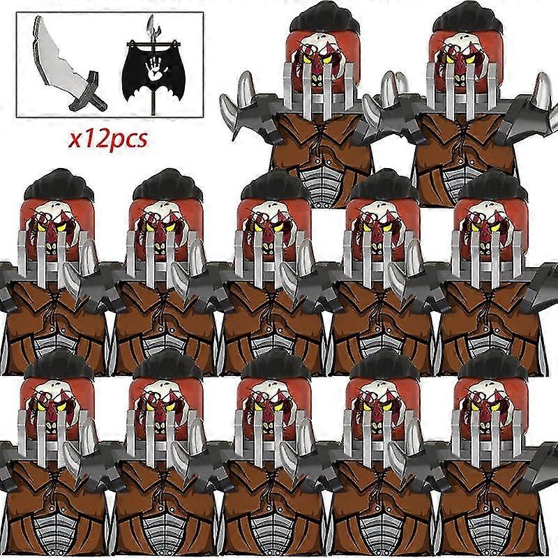 Moc Medieval Lotr Figures Orc Soldiers Raider Vargr Wolf Elephant Mount Knights Building Blocks Bric