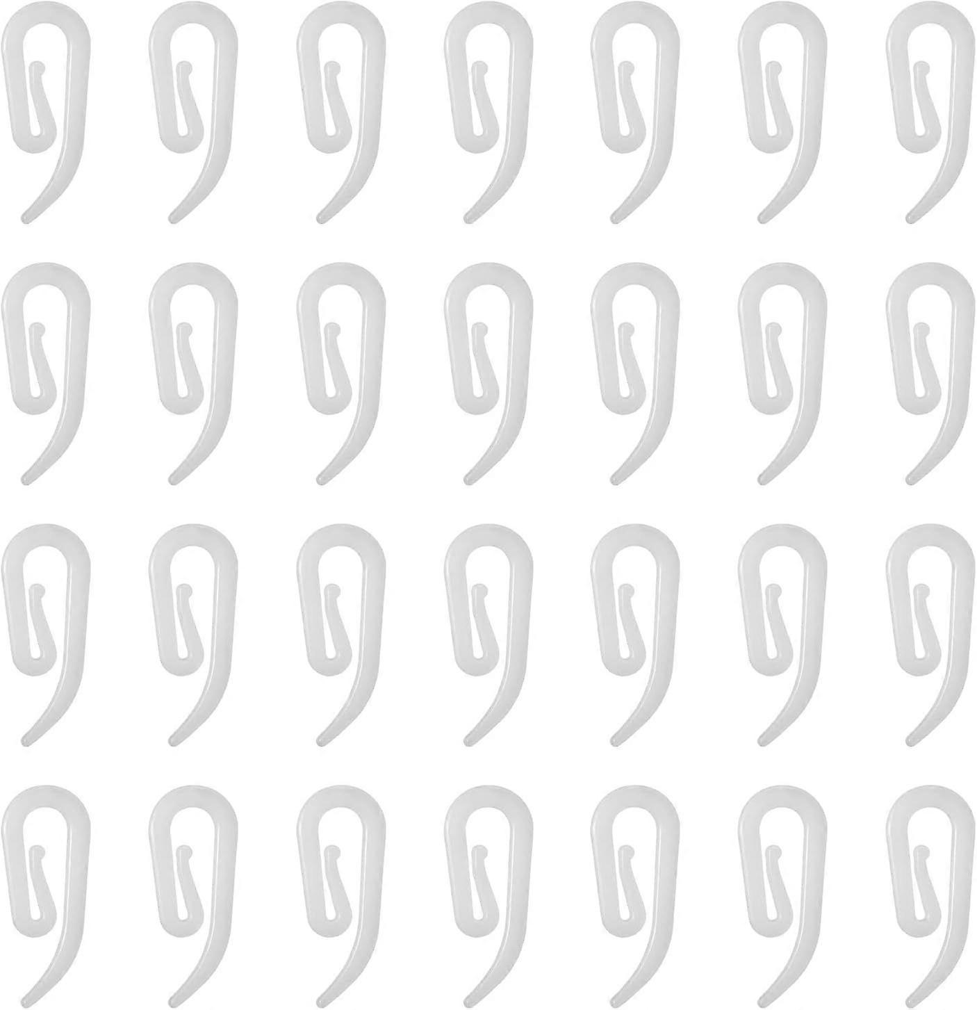 100pcs White Plastic Curtain Hooks - Rail, Window, Door and Shower