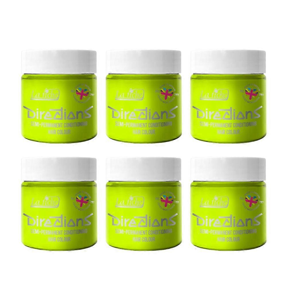 6 x La Riche Directions Coloration Capillaire Semi-Permanente 100ml Pots - Citron Vert Fluorescent