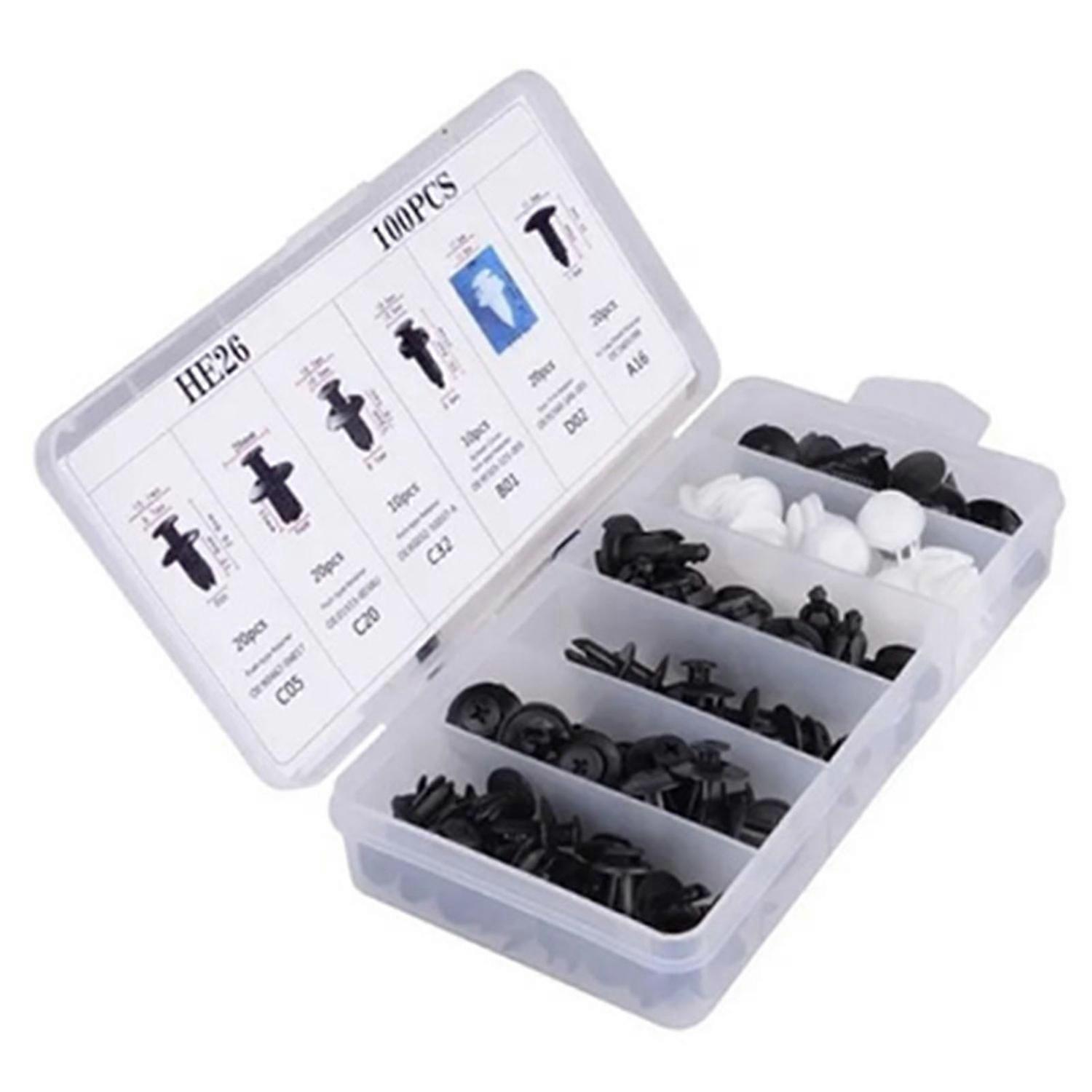 100pcs Car Body Retainer Clips Set Multiple Size Nylon Universal Push Pin Rivets Set for Automobiles