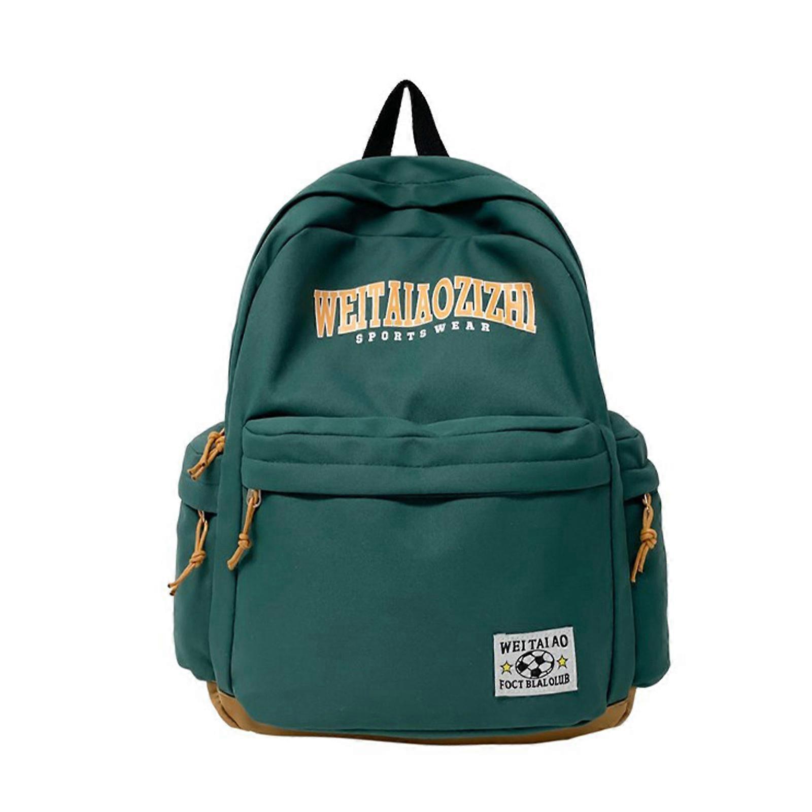 Stylish Japanese High School Backpack with Multiple Compartments for Daily Use Large Capacity Nylon Daypack Book Bag Green