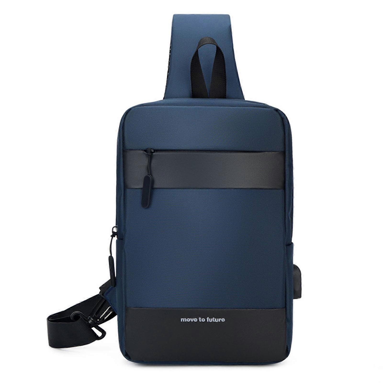 Men's Canvas & Leather Sling Bag - Crossbody Chest Backpack, Adjustable Strap, Multiple Pockets - View #3