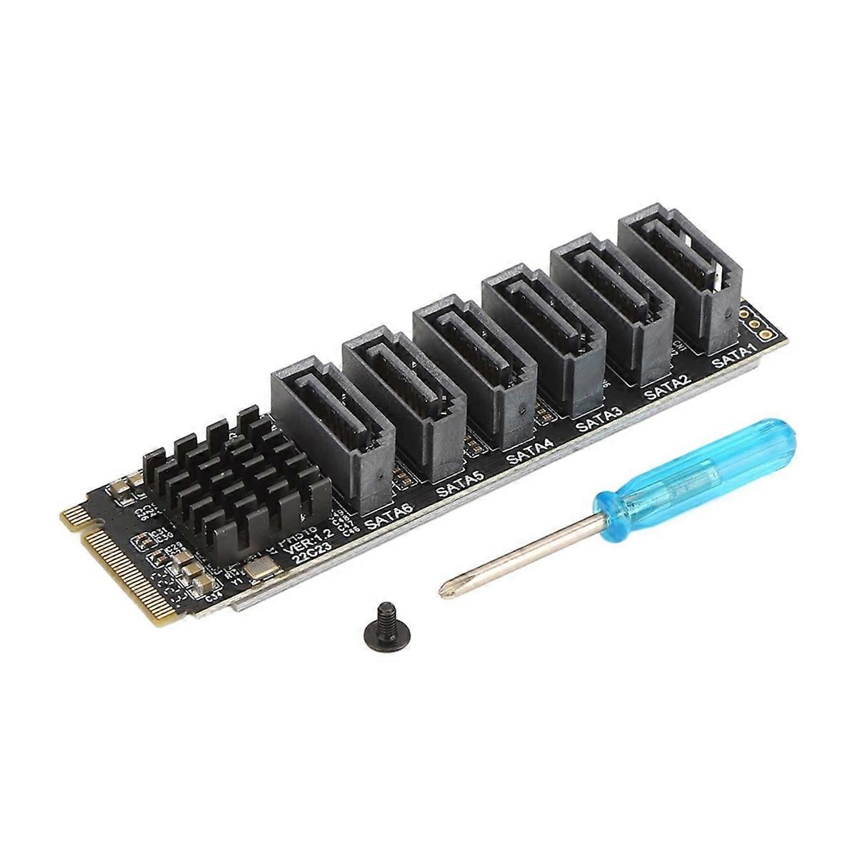 M.2 to SATA3.0 Adapter Card, ASM1166 M.2 PCIE to SATA Expansion Card