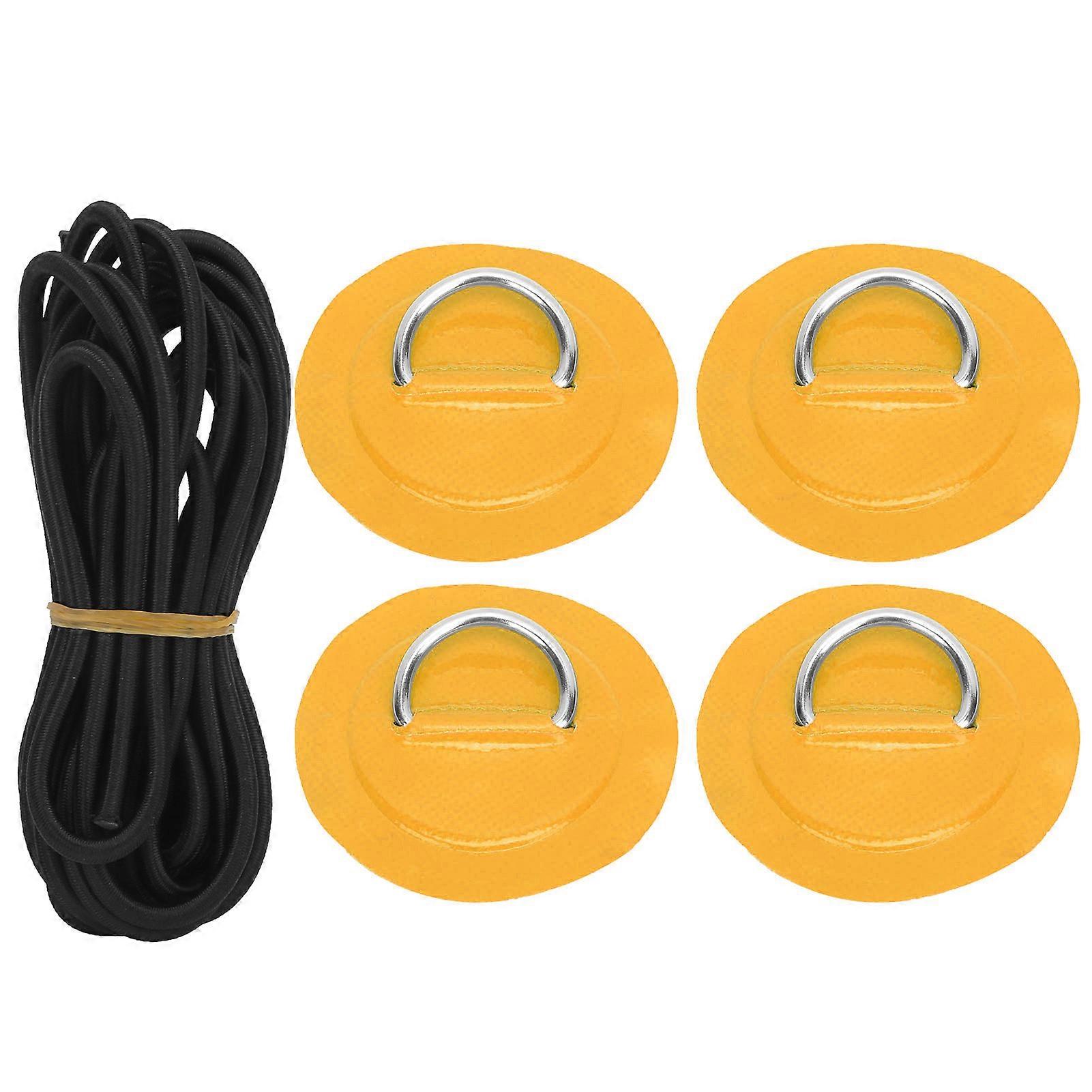 4 Pcs PVC Patch Corda Elástica Conjunto D Ring Patch Bungee Cord Set Aço Inoxidável D Ring Pad