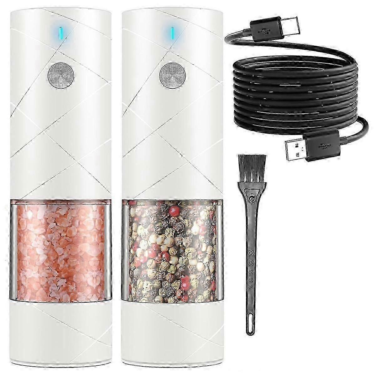 Electric Salt & Pepper Grinder Set - USB Rechargeable, Adjustable Coarseness Automatic for Kitchen & Dining