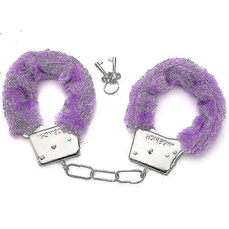 Metallic Police Handcuffs Toy Set with Two Keys for Cosplay Role-Playing