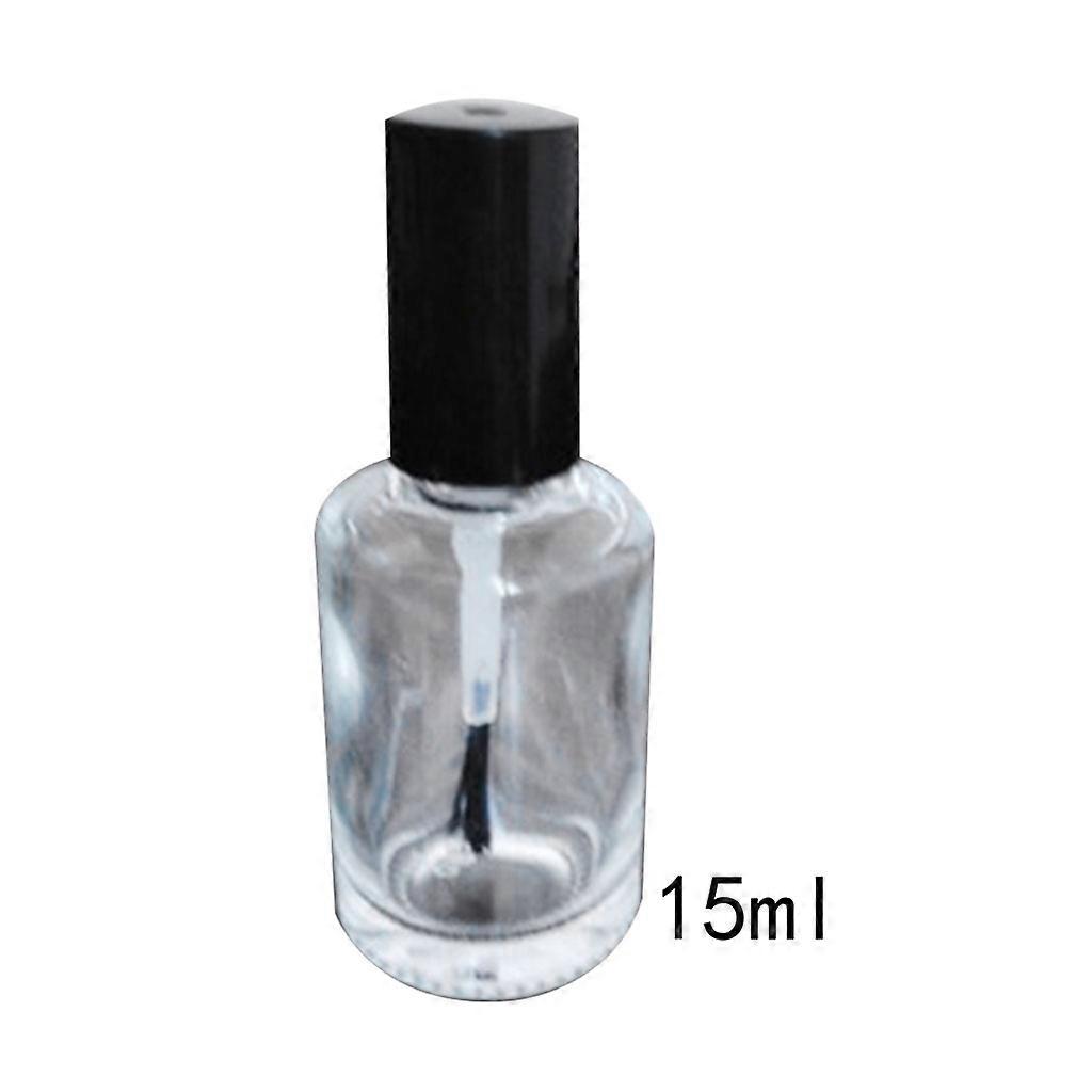 1Pc Glass Empty Nail Polish Bottles Square Round Bottom UV Gel Clear Container with Cap and Soft Brush Makeup Organizer Brown