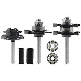 7Pcs Woodworking Milling Cutter 45-Degree Tenon Cutter Jigsaw 3-Tooth T-Type Engraving Machine Wood