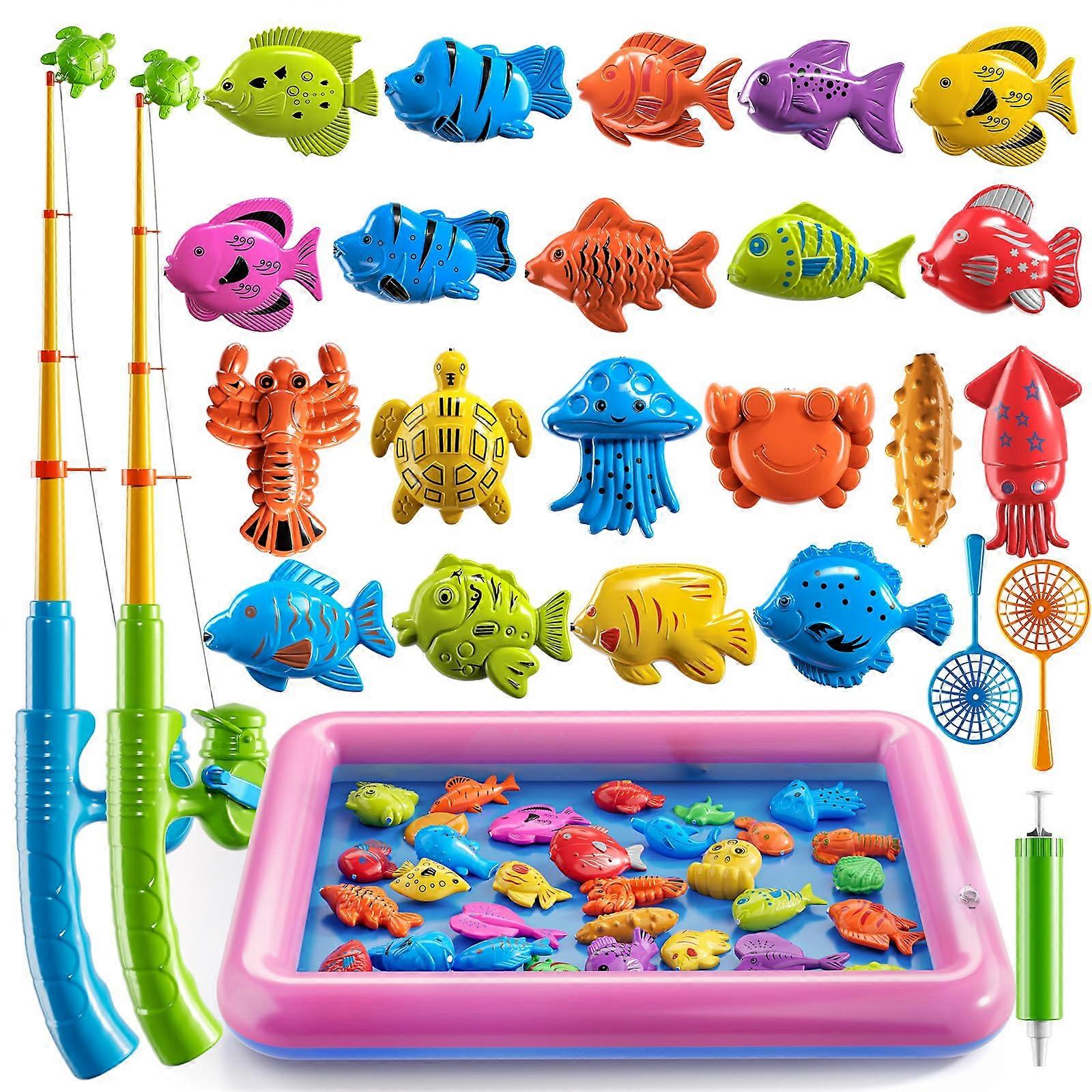 Fishing Toy for Bath Play with Colorful Floats and Mini Rods, Indoor and Outdoor Use, Safe Non-Toxic Material