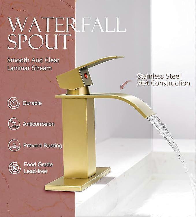 Single hole basin faucet for hot and cold basin Golden waterfall faucet

