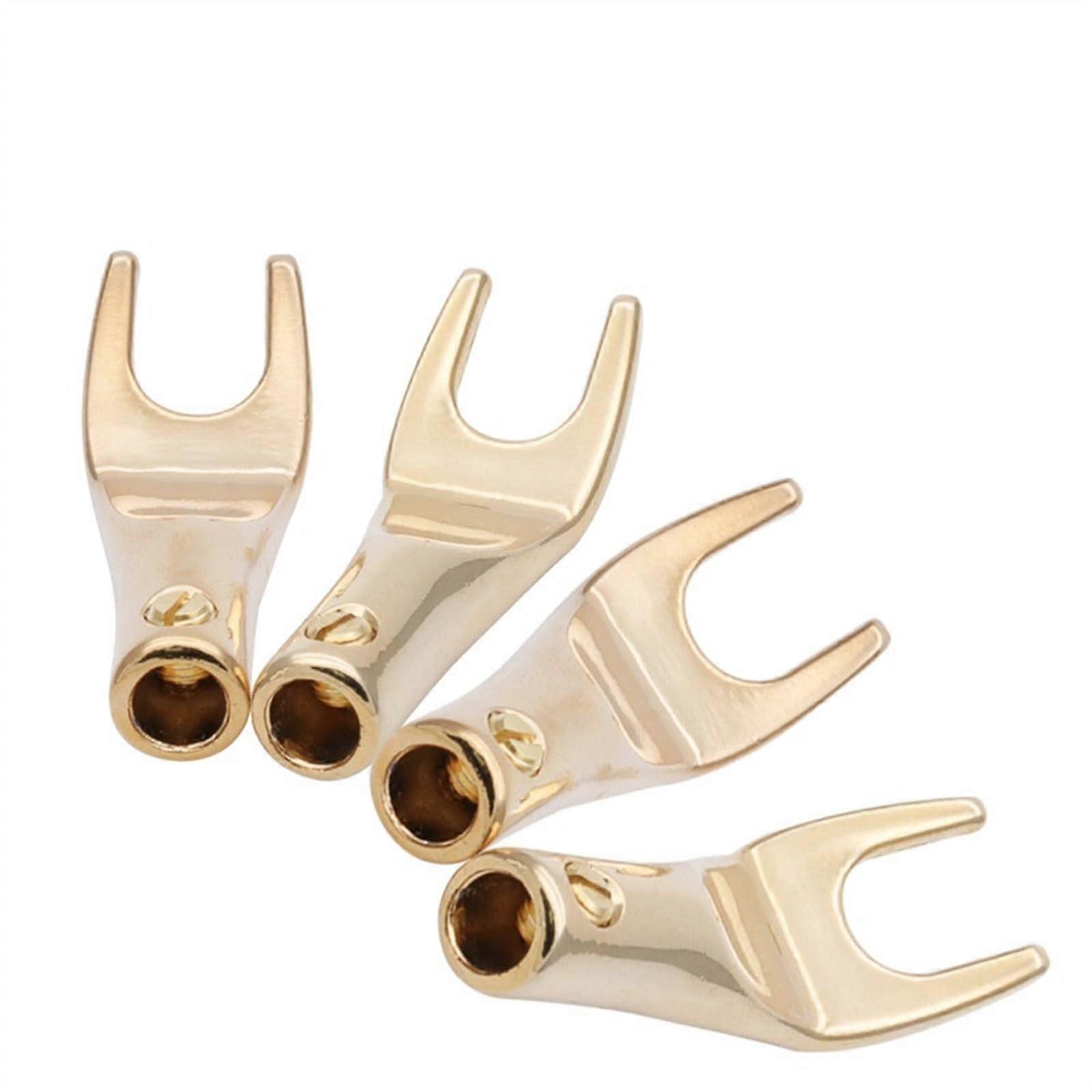 10PCS Gold-Plated Copper Banana Plugs U/Y Type Banana Connector Speaker Wire Connector with Double Screw Locks