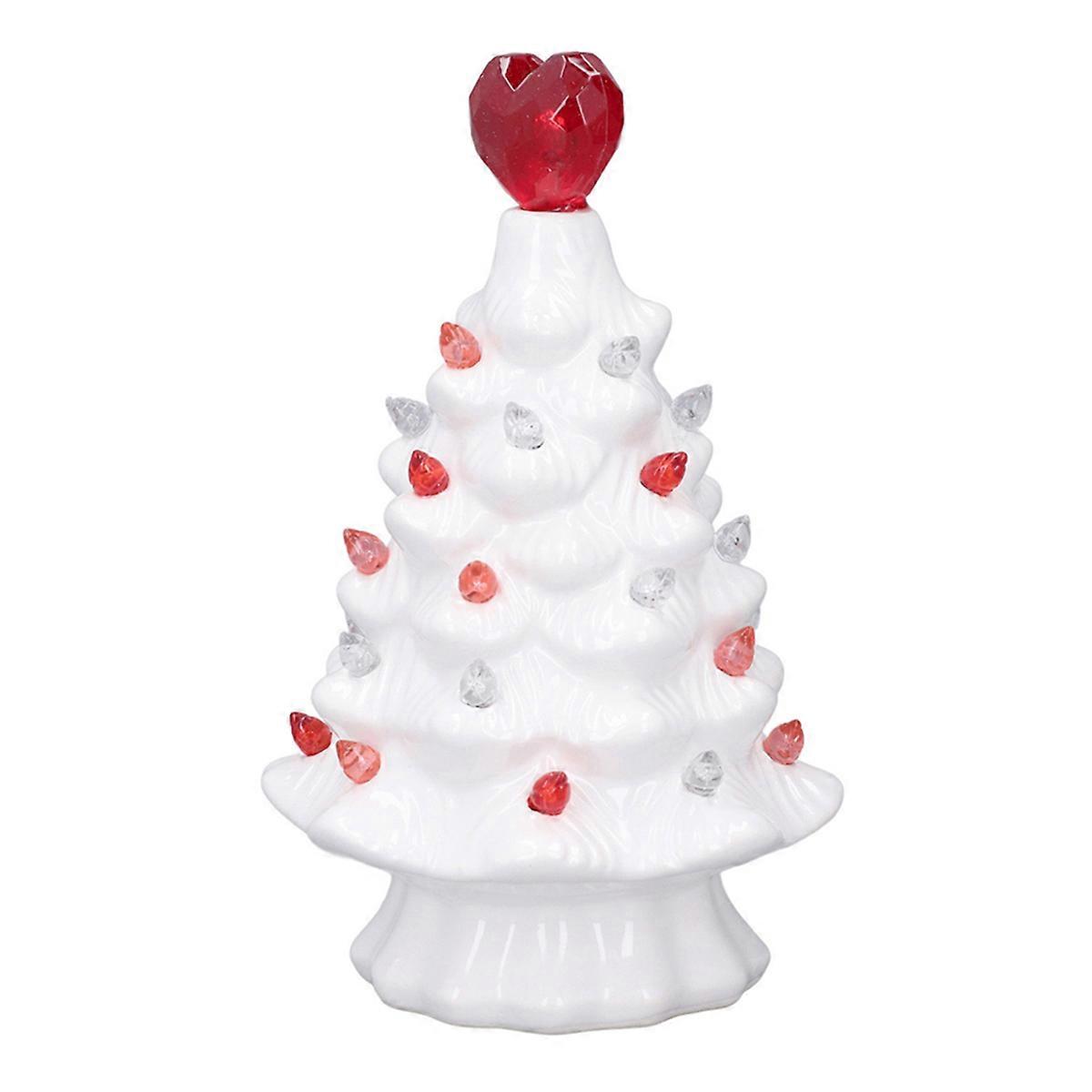 Ceramic Tree with Heart Tabletop Tree Tabletop Valentine LED Tree Vintage Battery Operated