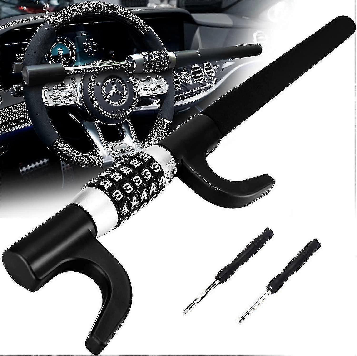 Heavy Duty Car Steering Wheel Lock with Keyless Entry and Enhanced Security Features