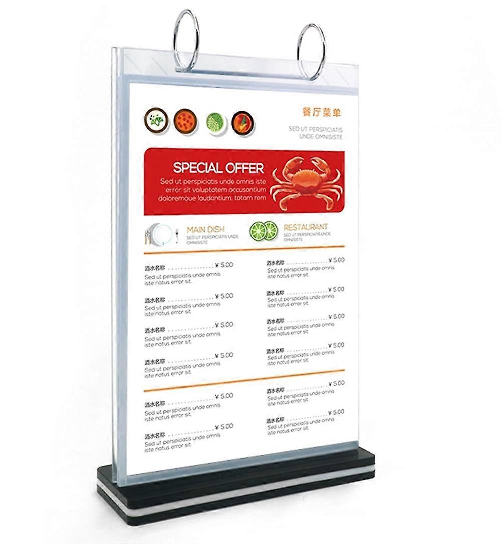 A4 multi -page Flip Graphics Card Label Screen Stand Removable Label Menu Folder, T -shaped double -sided 8.5 x 11