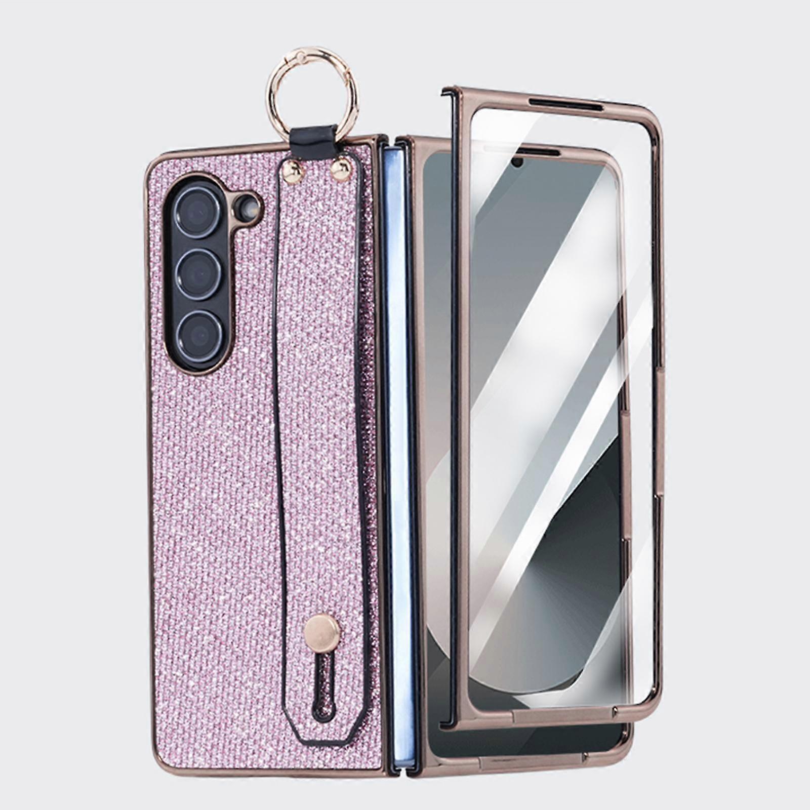 (New) Integrated Electroplated PC Glitter Texture Shockproof Phone Case with Wrist Strap / Ring