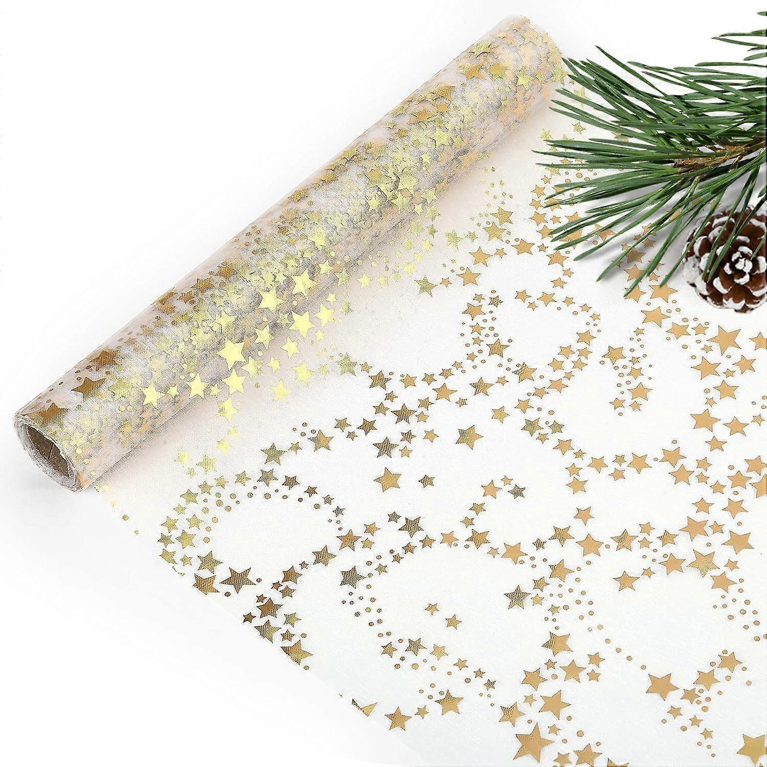 Christmas Table Runner, Gold Star Noble Table Runner, Holiday Decor, Festive Table Accent