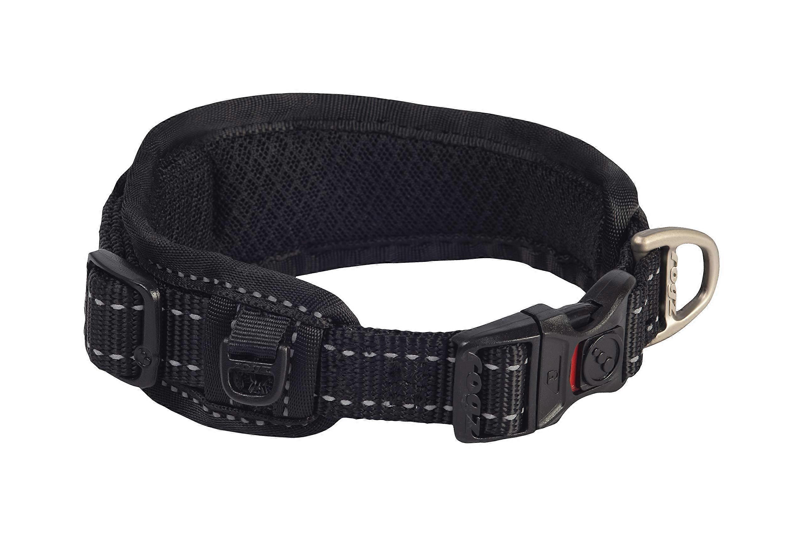 Classic Padded Dog Collar Large Size Black Durable Adjustable Comfortable for Medium to Large Breeds