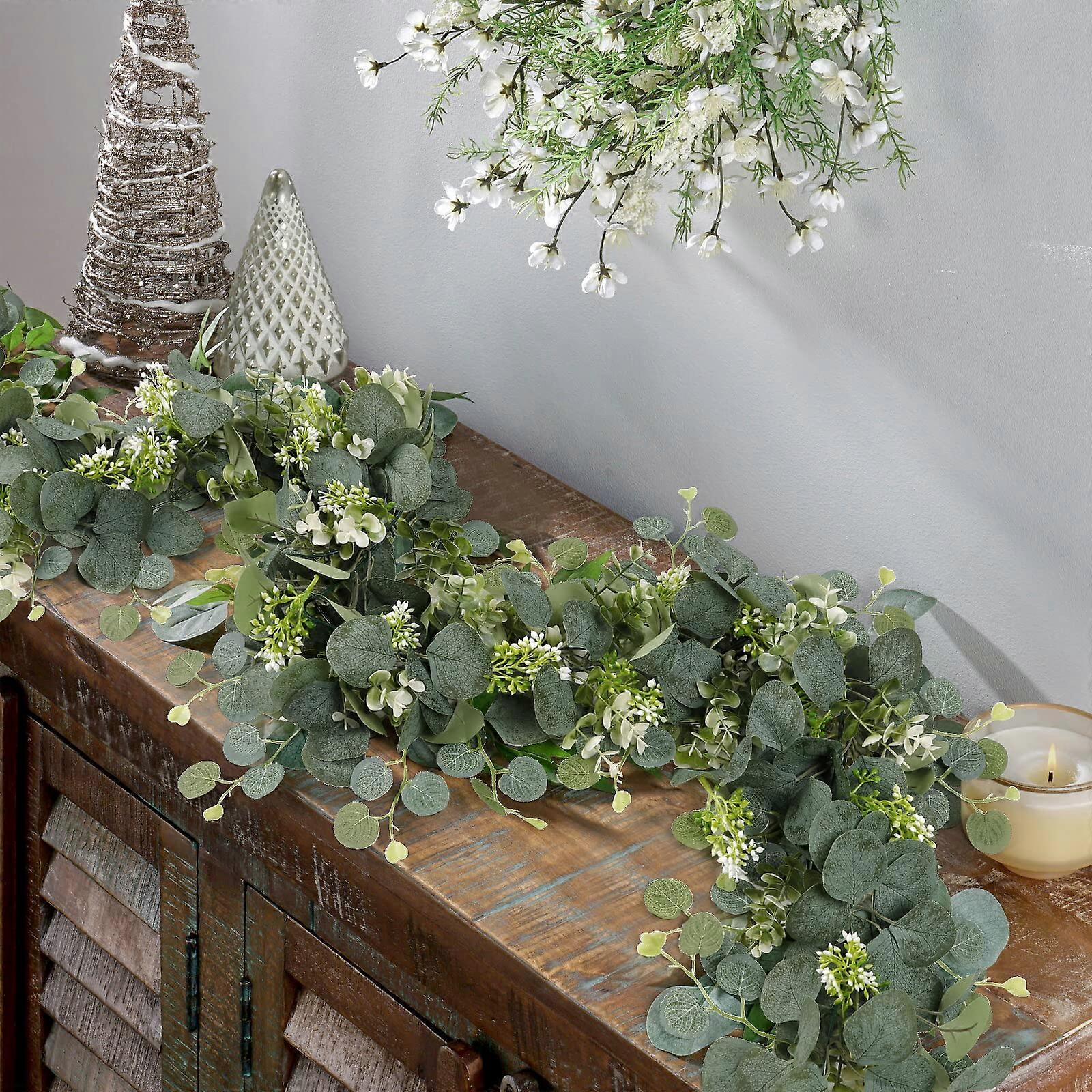 Artificial Eucalyptus Garland Artificial Vines Hanging Eucalyptus Leaves with Berries for Decor (2 Packs)