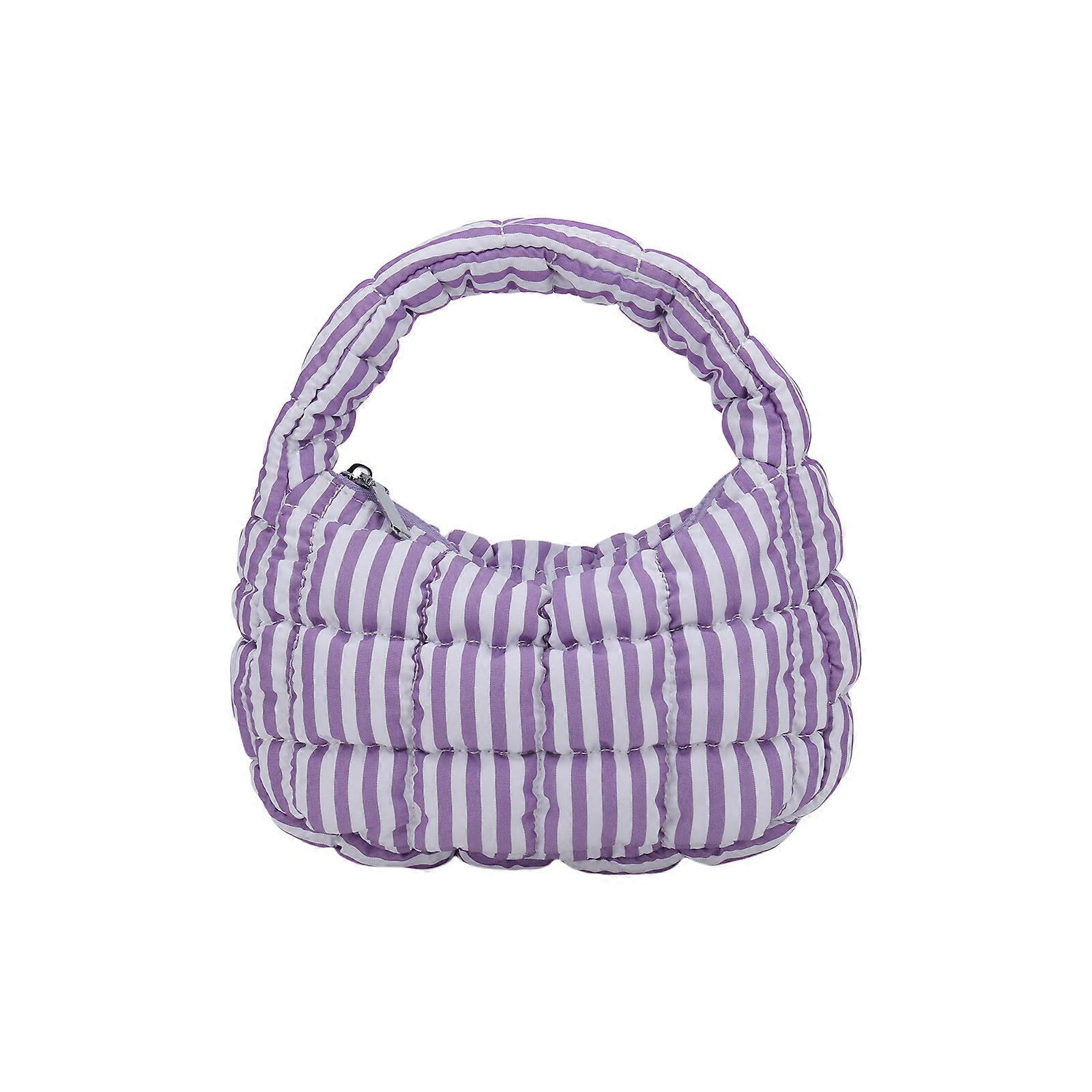 Sac à main matelassé léger avec nœuds, poignée supérieure en nylon, sac à main décontracté pour les déplacements quotidiens, violet