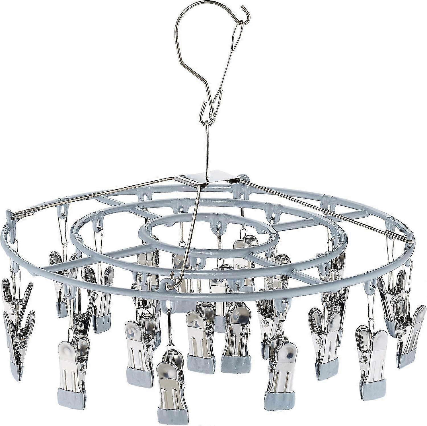 Sock Dryer for Drying Rack, 24 Clips, Rotating Hook, for Camping, to Hang Laundry 29 x 33.5 cm