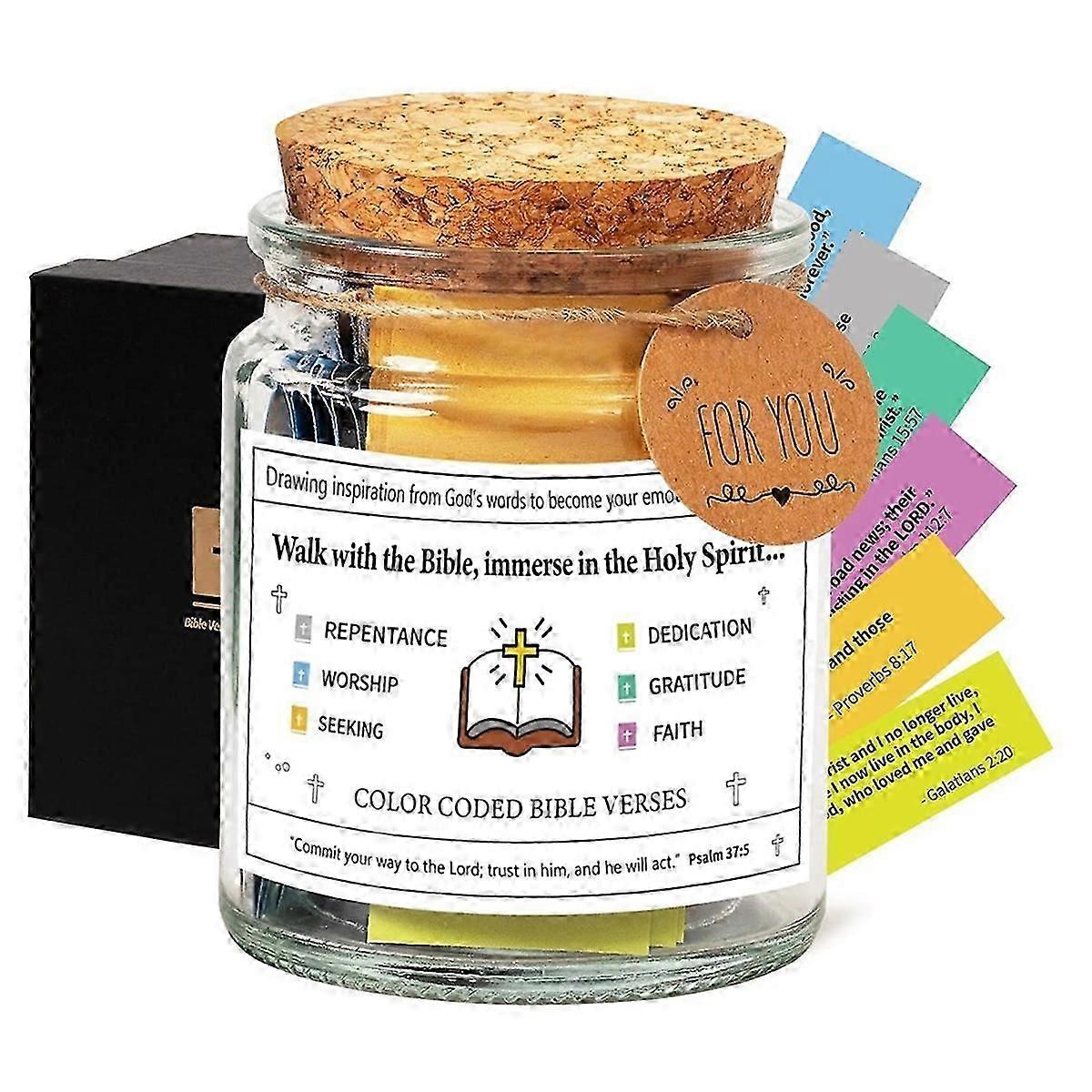 Glass Scripture Prayer Jar with Coloring for Reading Bible Verses for Emotions