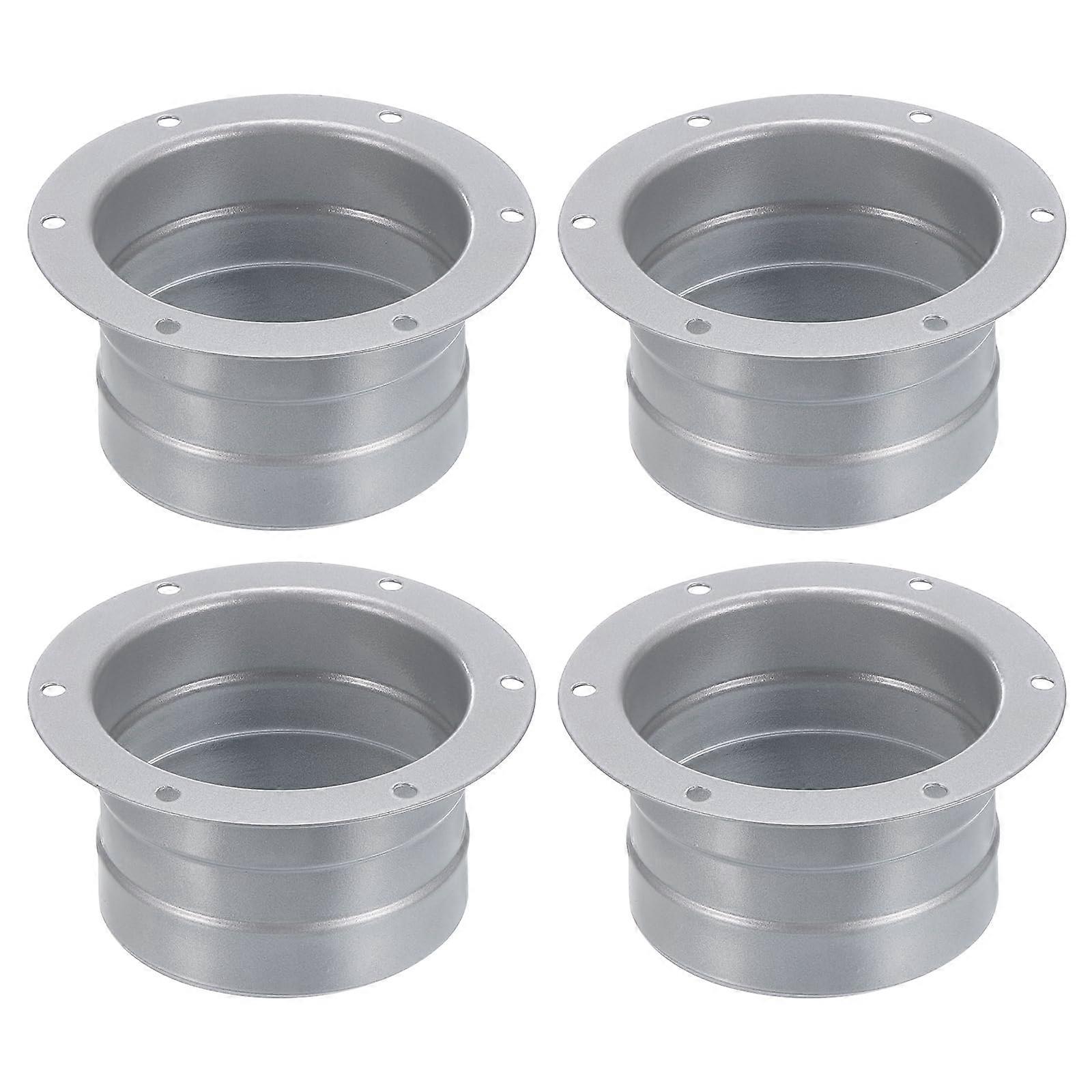 3 Inch Duct Connector Flange, 4Pcs Metal Straight Pipe Exhaust Hose Flange for Heating Cooling Ventilation HVAC System