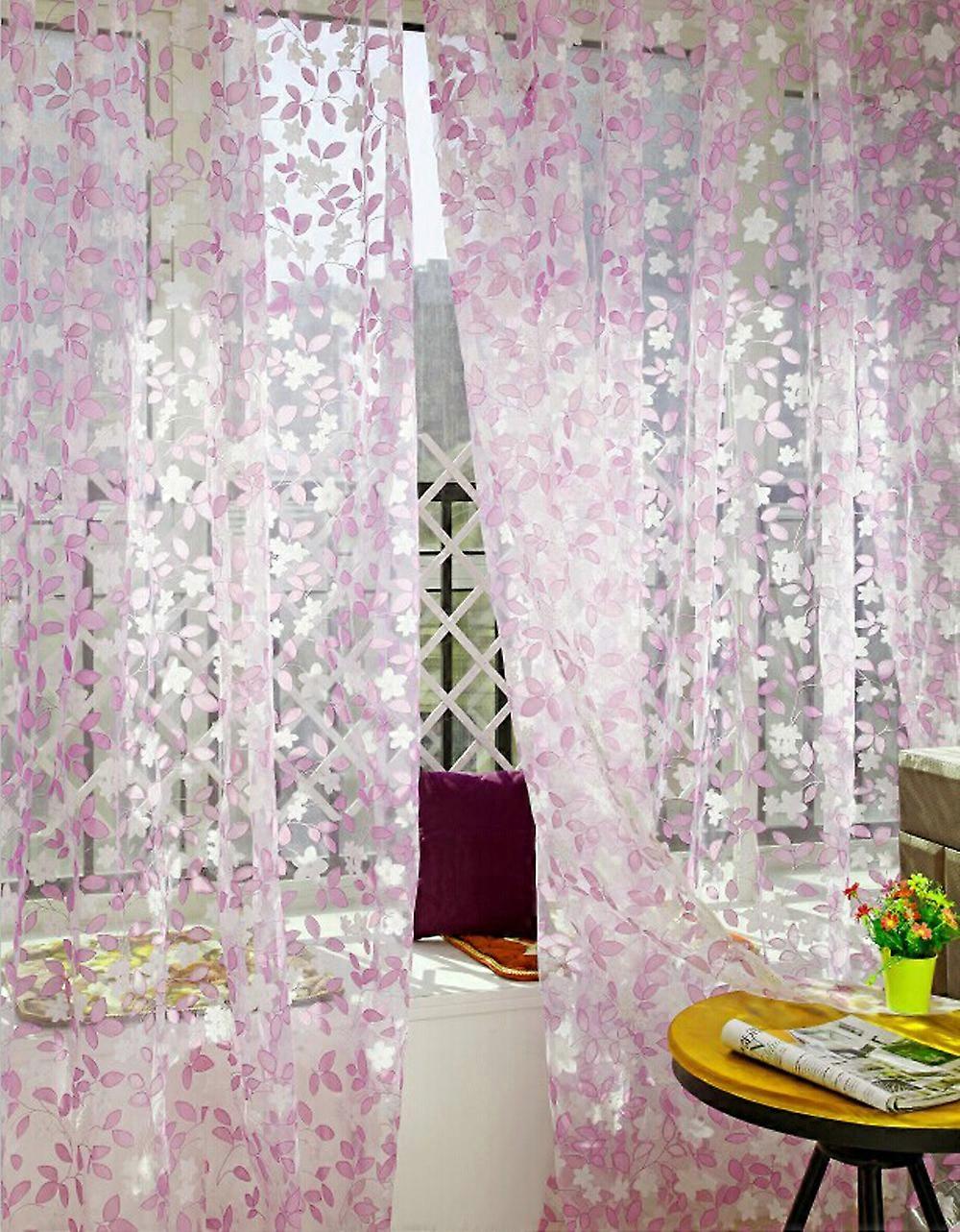 Leaf Sheer Curtain Window Voile Drape Valance 1 Panel Fabric pp547