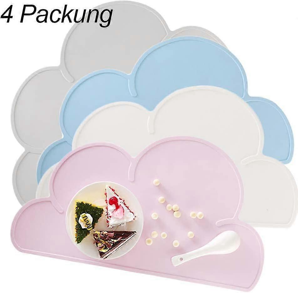 4pcs Silic Kids Placemat, Non-slip Portable, Tableware Table Mat For Toddlers, Infant, Cloud S, 47.5 X 27 X 0.3 Cm