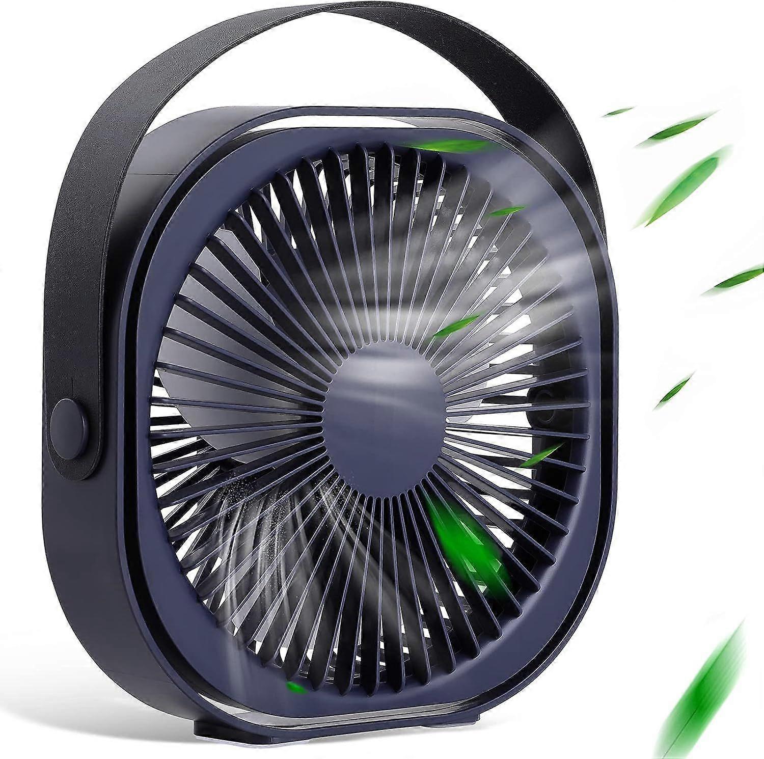 Desk Fan, 4000mAh Foldable Desk Fan USB Portable Fan USB-Powered Quiet Fan Tabletop Fans for Home Office, Deep Blue